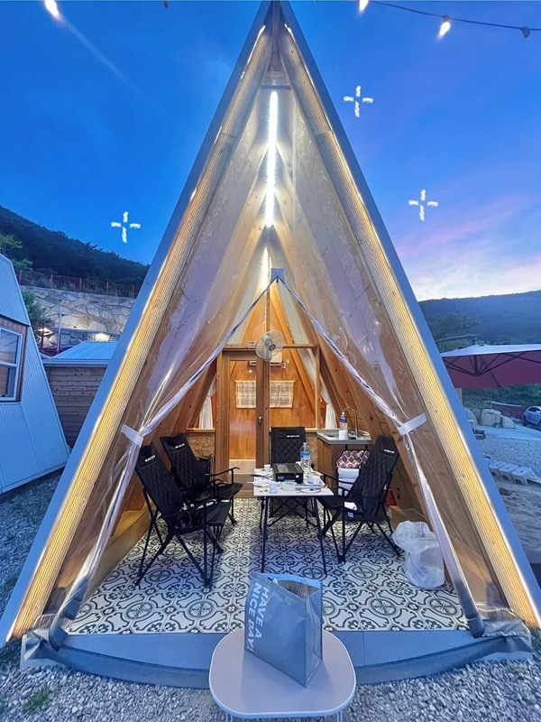 청도 "돌담숲" 글램핑 찐후기 | 스파,바베큐,캠프파이어까지