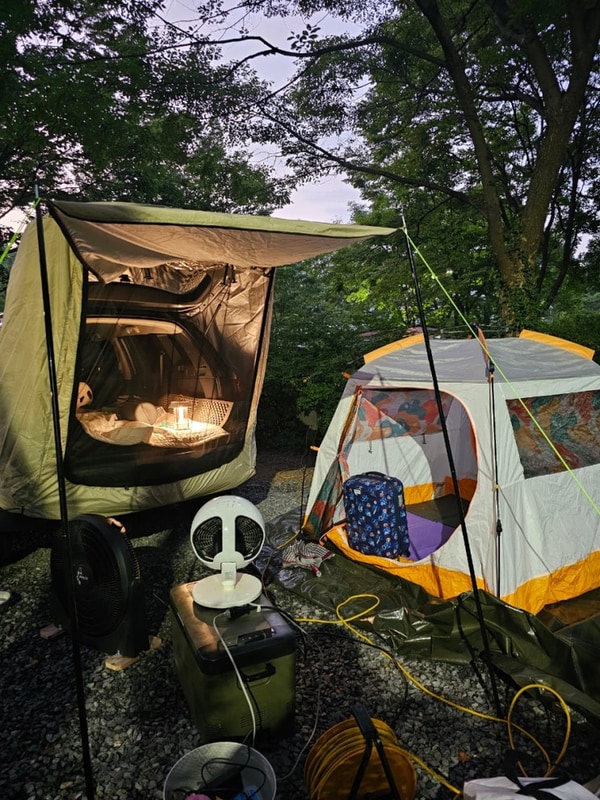 중랑가족캠핑장에서 왕초보 캠핑, 여름캠핑, 여름차박캠핑...