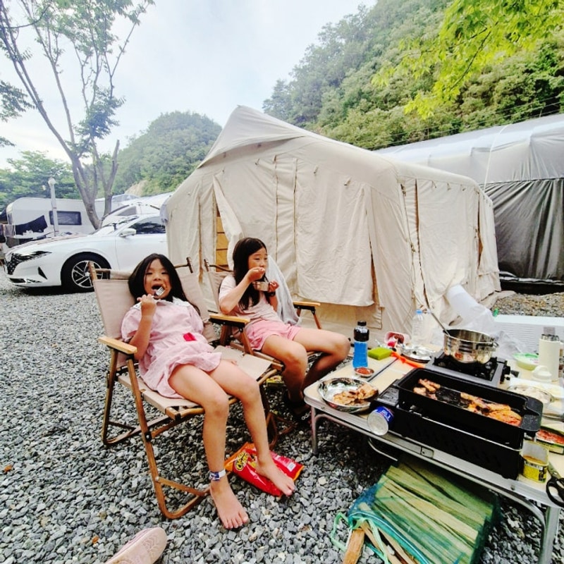 홍천캠핑 계곡+수영장, 오션월드 KHK캠핑장 후기