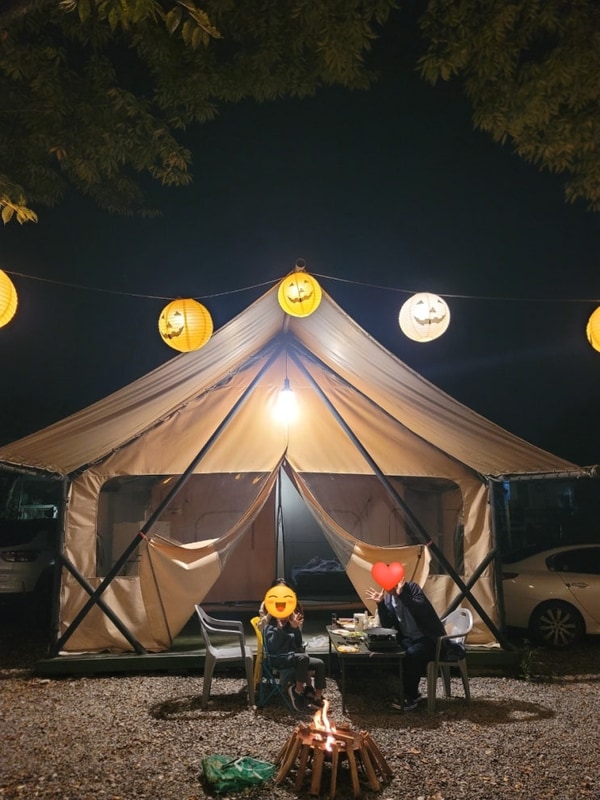 파주 하늘연 캠핑장에서 먹방 글램핑 / 다이소 아동용 플리스...