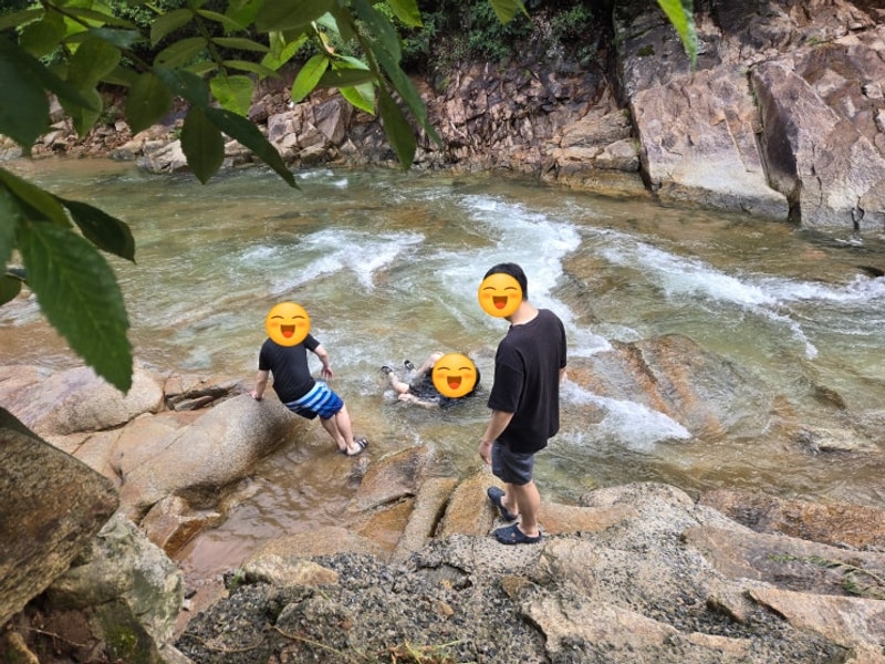 낭만적인 장소 광복절날 파주 태양힐링숲 물놀이 계곡 캠핑장
