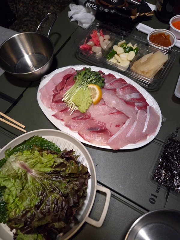 안양 산마을 캠핑장 • 방어회 • 피자 • 마라탕 • 리조또