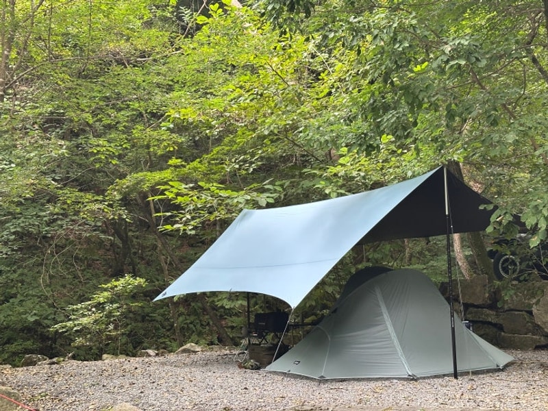 산 속 계곡 캠핑장에서 시원한 캠핑 - 횡성 포시즌파크 캠핑장