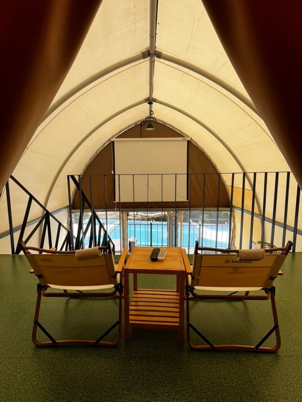 남해 글램핑 보물섬글램핑 고기무한리필, 수영장 이용