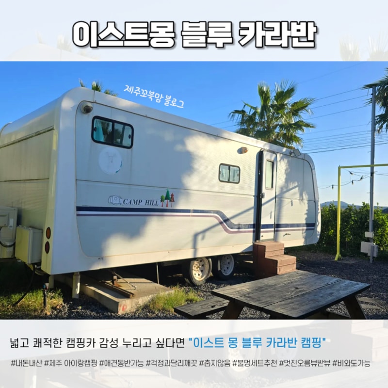 _이스트 몽 블루 카라반 캠핑 내돈내산 찐 후기_제주 캠핑카...