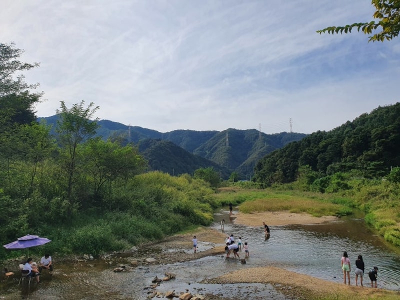[포천 캠핑] 늦여름 마지막 계곡 포천그린별캠핑장, 타닥...