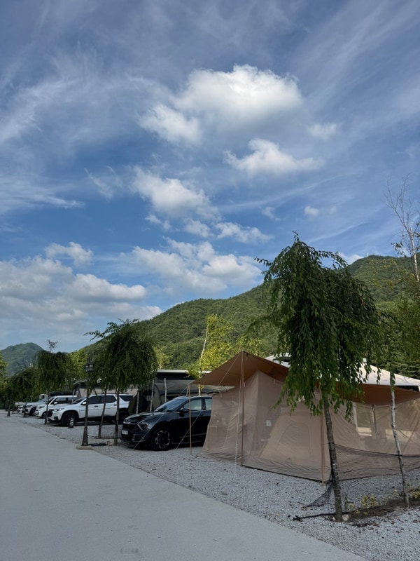 경남 함양 개별 개수대 화장실 캠핑장 자작나무뜰 오토캠핑장...