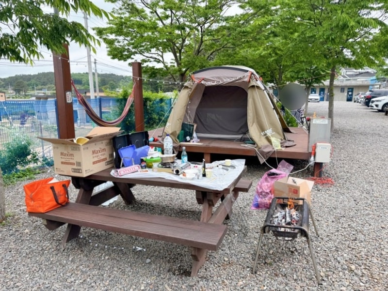 [충남/서천] 텐트가 설치되어... 편리한, 서천금빛노을서울캠핑장