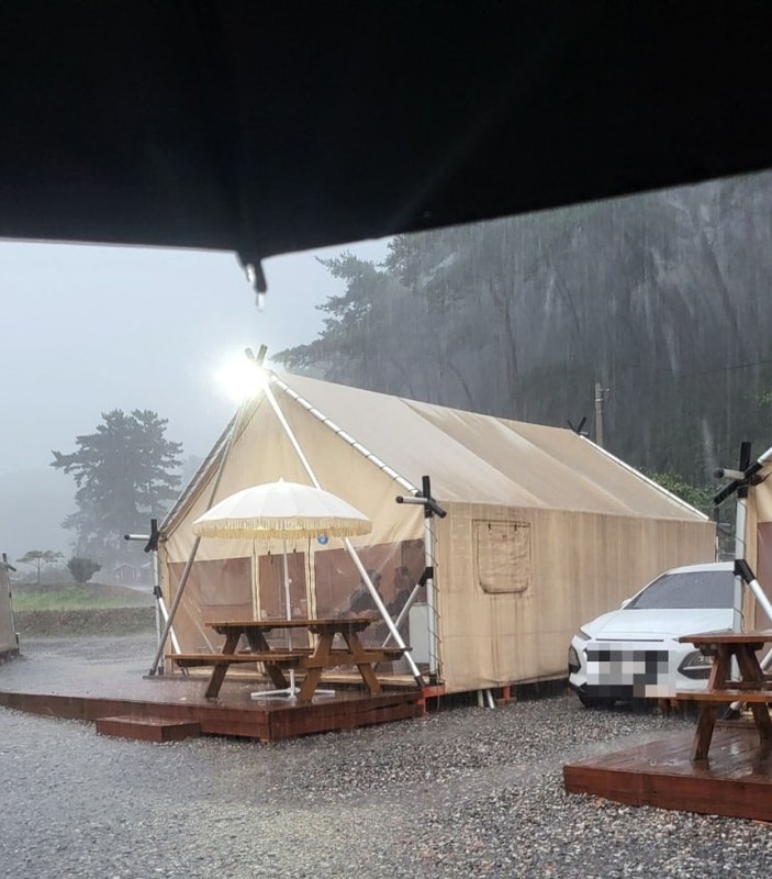 태안캠핑장 올레유에서 비 오는 날 즐긴 글램핑