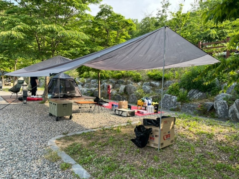 청도자연휴양림 오토캠핑장 4, 10, 11번(우천 캠핑의 낭만)