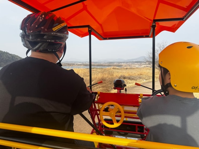 여주 금은모래 캠핑장, 여주자전거여행 4인용 반자동 자전거타기