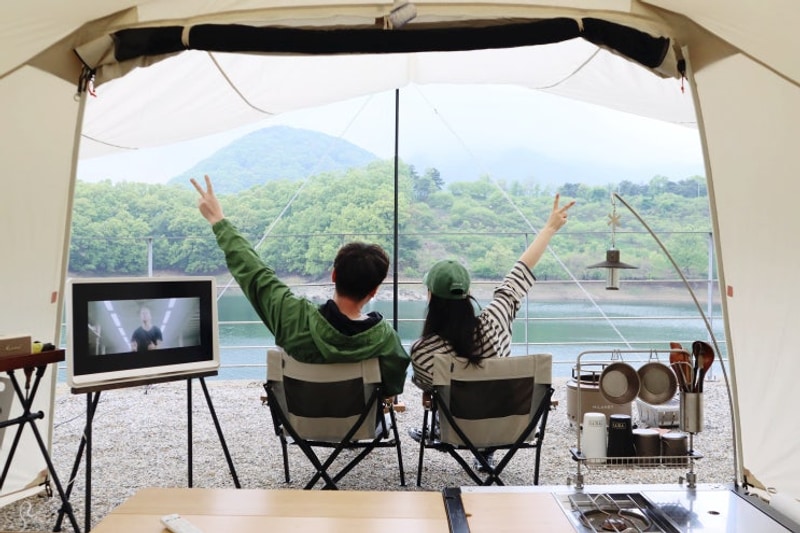 충주 카누캠핑장 전 사이트 호수뷰 가능하다기에 가봤는데....