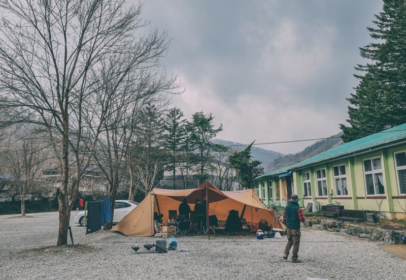 원주 캠핑장 마루노리에서 봄비와 캠핑