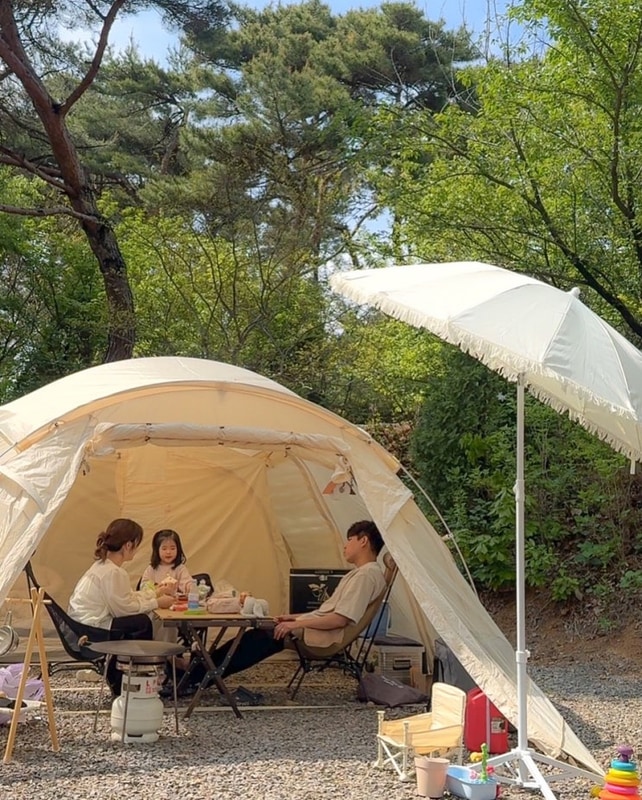 아기랑 캠핑, 당진 캠핑장 아잘리아그린 f13 숲 뷰 39개월...