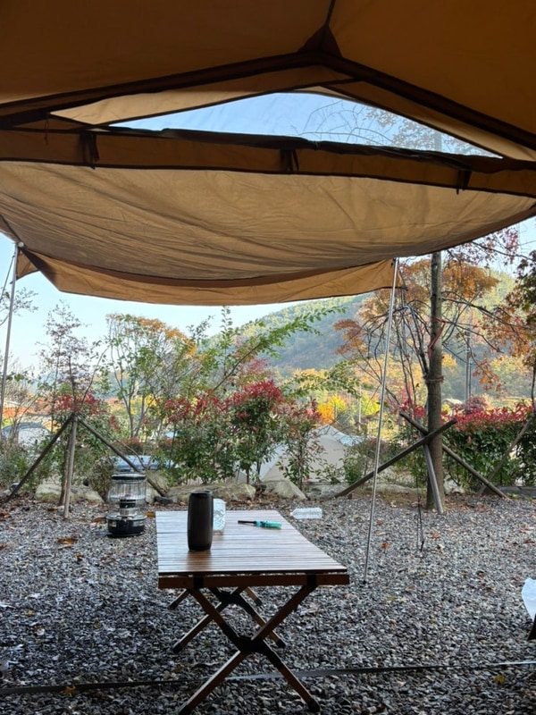 경남 진주 캠핑장 연꽃자리 캠핑타운 단풍 캠핑