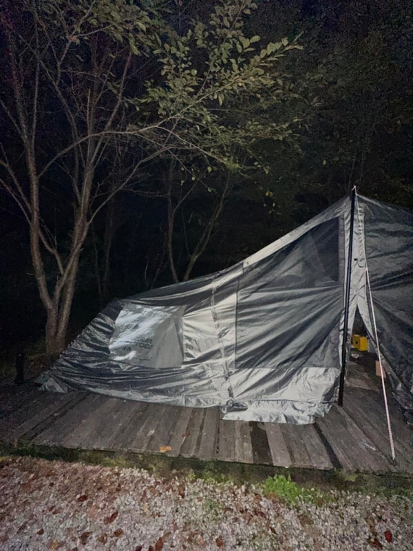 에어텐트 4p 또 또 불량..2번째 교환 | 홍천 산으로캠핑장 할로윈