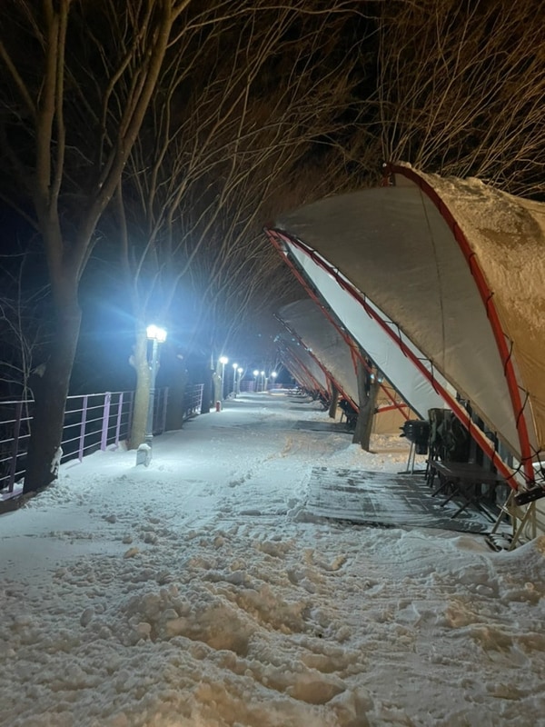 단양숙소 단양글램핑&펜션 눈으로 뒤 덮인 겨울왕국