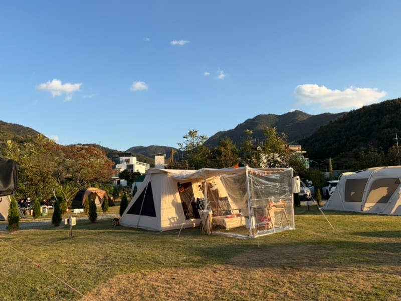 [공주] 아기와 첫캠핑. 대전근교 공주 동학사힐링캠핑장 명당