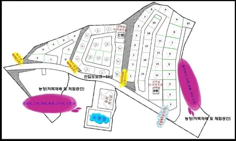 한티별빛아래관광농원 야영장 배치도 1