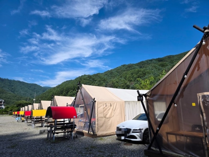 [가평글램핑]도보1분컷 계곡... 있는 가평자작나무글램핑❤️