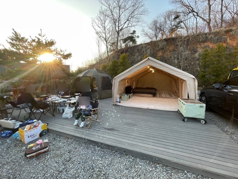 에어텐트 파밀리아 첫 개시 + 깨끗했던 시흥 솔잎향캠핑파크 후기