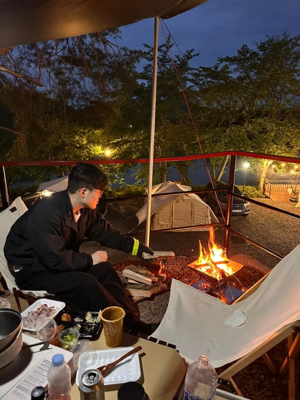 경남캠핑 우중캠핑 진주 청춘별곡 B10사이트, 배민되는 도시...