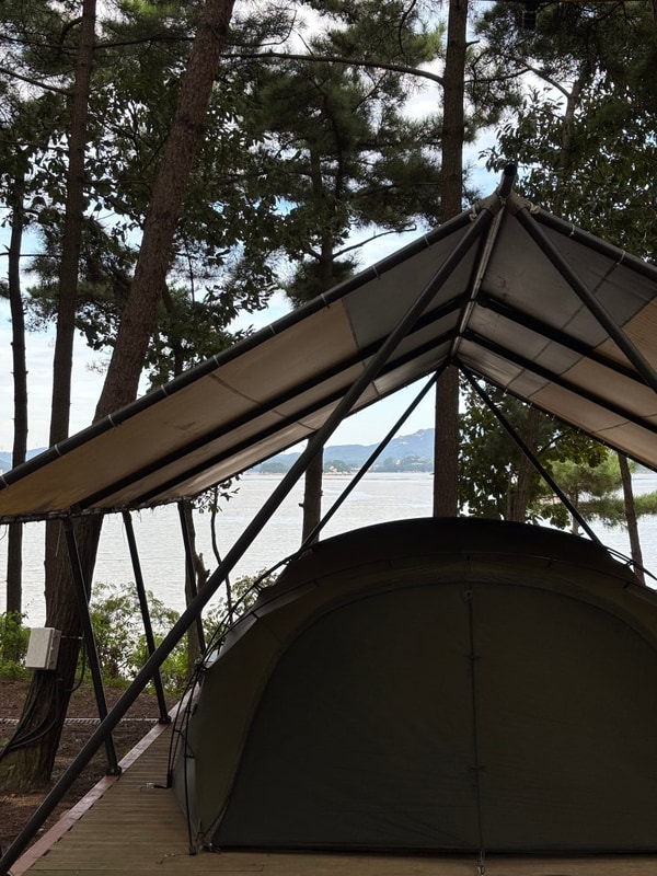 강아지와 가을 바다 캠핑 - 태안 청산리 오토캠핑장 타프9번