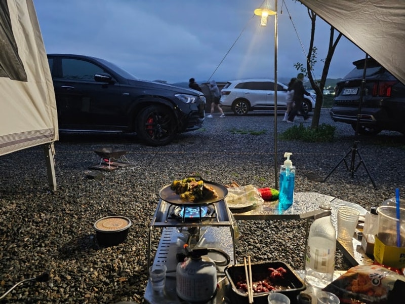 용인 에버오토캠핑장 F존 노타프존 두번째 방문 우중캠핑...