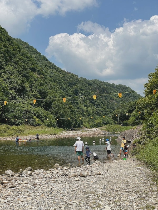 아기랑 가평 화랑유원지캠핑장 추천, 두가족 사이트 18, 계곡...