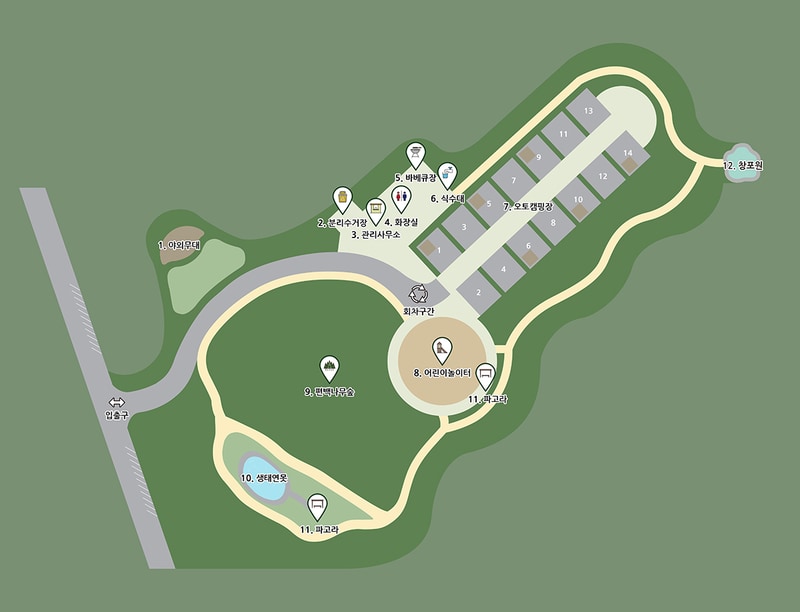 하기숲 가족캠핑장 배치도 1