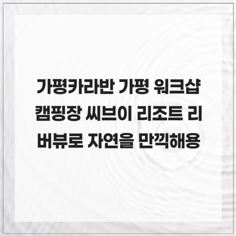 가평 워크샵 캠핑장 씨브이 대표 사진