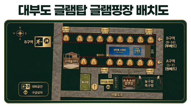 대부도 글램탑 럭셔리 글램핑 & 키즈 수영장 캠핑장 배치도 2