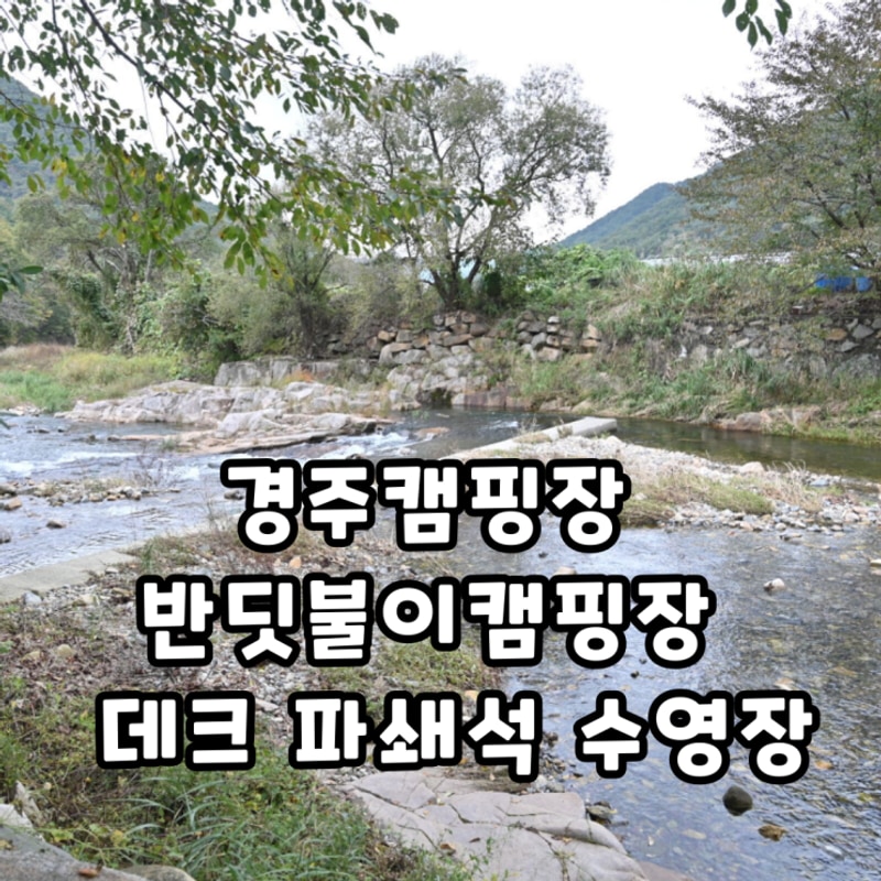 경주캠핑장 반딧불이캠핑장 : 데크 파쇄석 수영장 트램플린