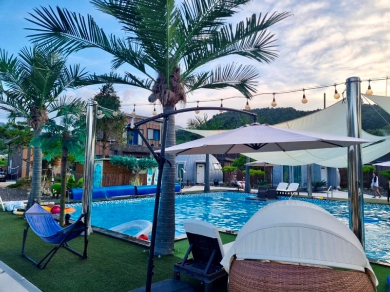 철원 글램핑장 추천 신축 온수풀 수영장 이루다글램핑 철원...