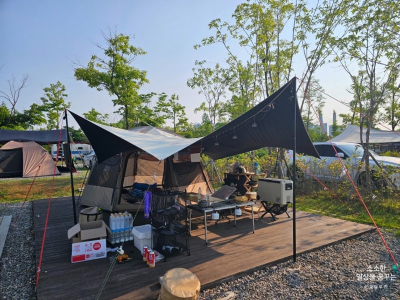 인천 서구 아라뱃길 노을진 캠핑장 오토캠핑 데크40번...