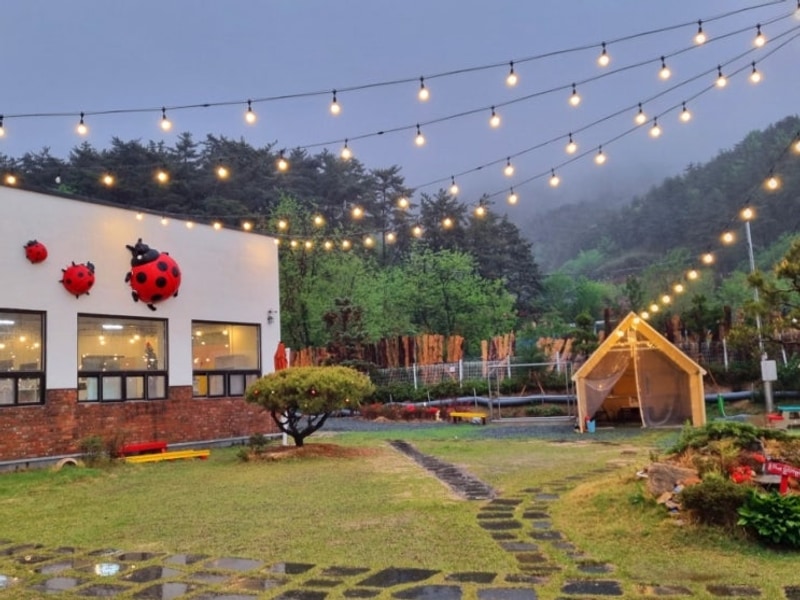 김해 캠핑 분위기 고기집 휴파티 비오는 날은 삼겹살이죠