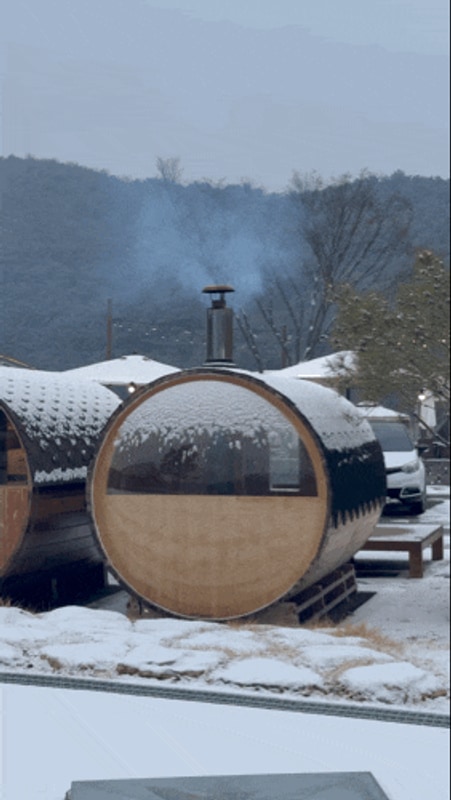 원주 핀란드사우나 라하글램핑 이색데이트 습식찜질방