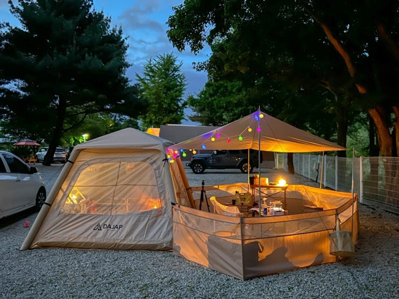 포천리버빌캠핑장 계곡 뷰 29번 사이트 다잡 에어텐트...