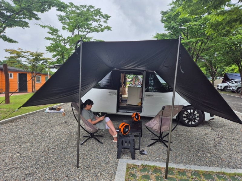 연천 스타리아캠핑카 차박: 연천 재인폭포 오토캠핑장...