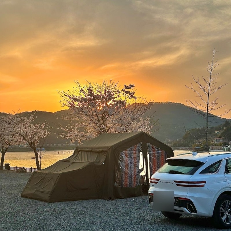 경남 고성 캠핑장 놀터캠핑장 2번 사이트 : 전사이트 바다뷰...