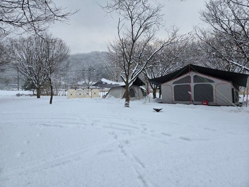 [가평 캠핑장] 설경 속에서의 겨울 캠핑, 오샤 캠핑장