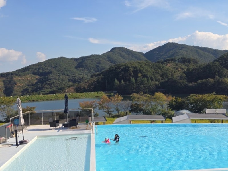 대전근교 공주캠핑장 히어위고글램핑 미온수인피니티풀