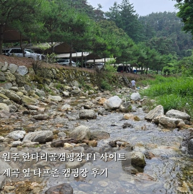 원주 한다리골캠핑장 F1 사이트 계곡 옆 타프존 캠핑장 후기