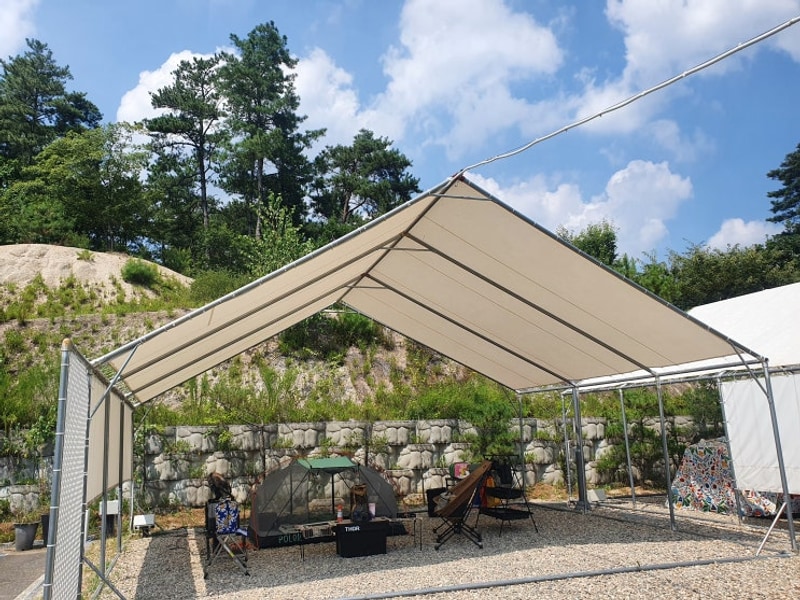 [여주 캠핑] 캠핑고래 강천캠핑장 더울 때는 타프 존으로...