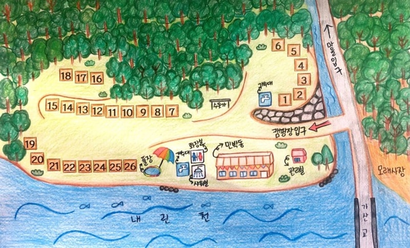 내린천솔밭힐링캠핑장 배치도 1