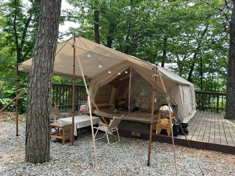 충남 홍성 용봉산 캠핑장 대하잡기체험 가능한 가족캠장