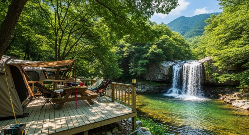 ️ [경남 산청] 지리산365오토캠핑펜션폭포 뷰가 압권인 계곡...