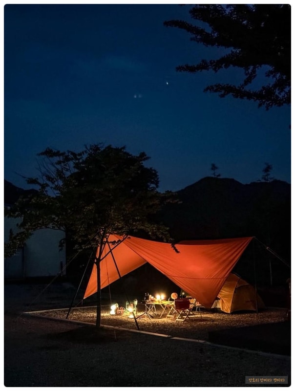 감성캠핑 명소 별빛 아래 불멍 충북 영동 별의바다 조동캠핑장