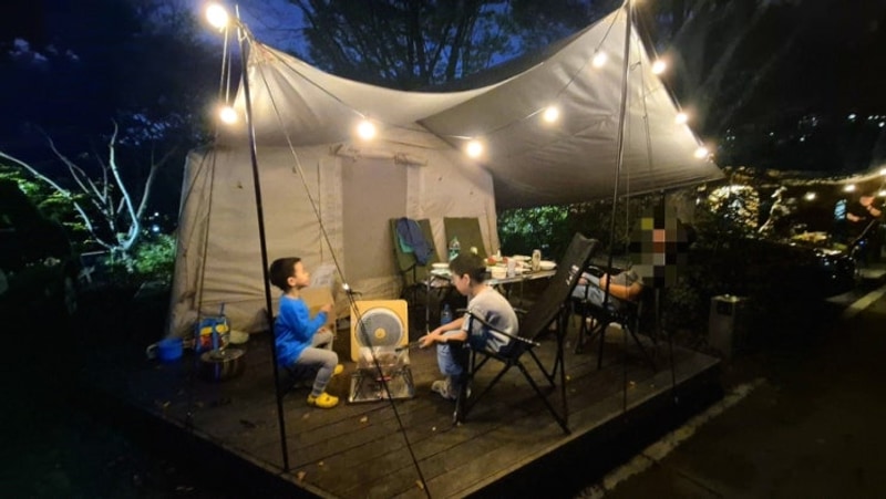 중랑캠핑숲 중랑가족캠핑장 글램핑 아이랑 4인가족