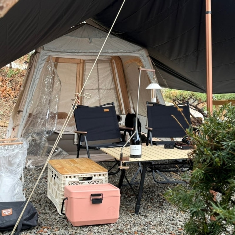 강화씨사이드힐 4월초 우중캠핑 오크 2번 명당 쿠디 5.8 타프...